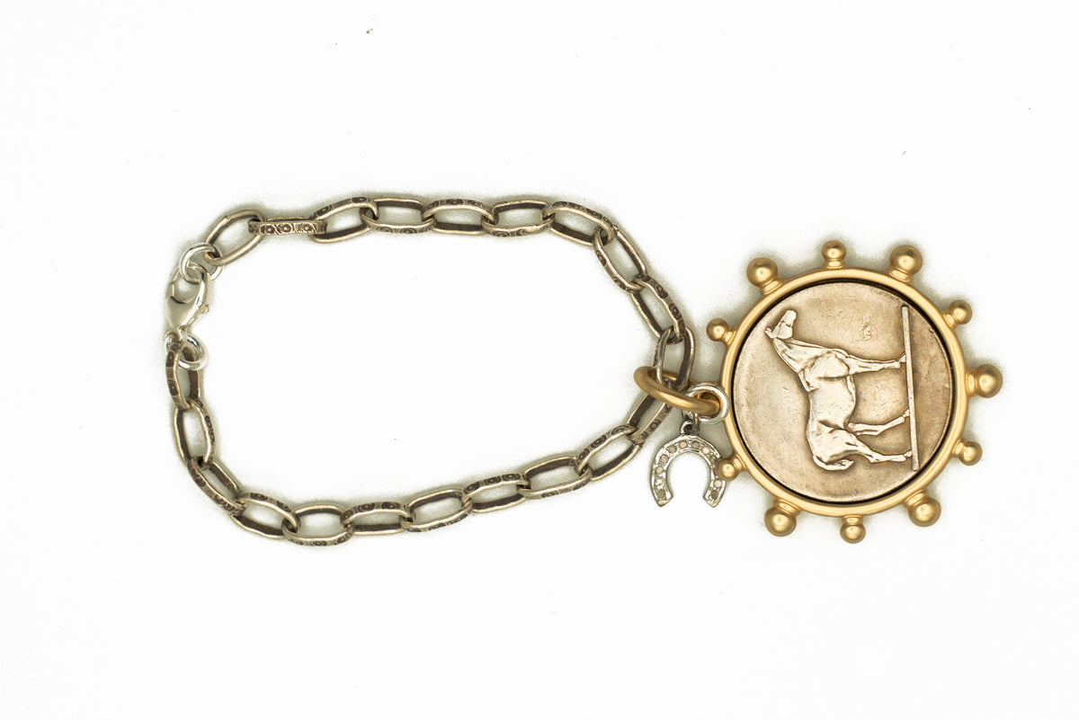 Equine Medallion with Hammered Chain Bracelet
