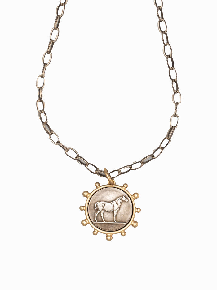 Equine Charm Necklace with Hammered Chain